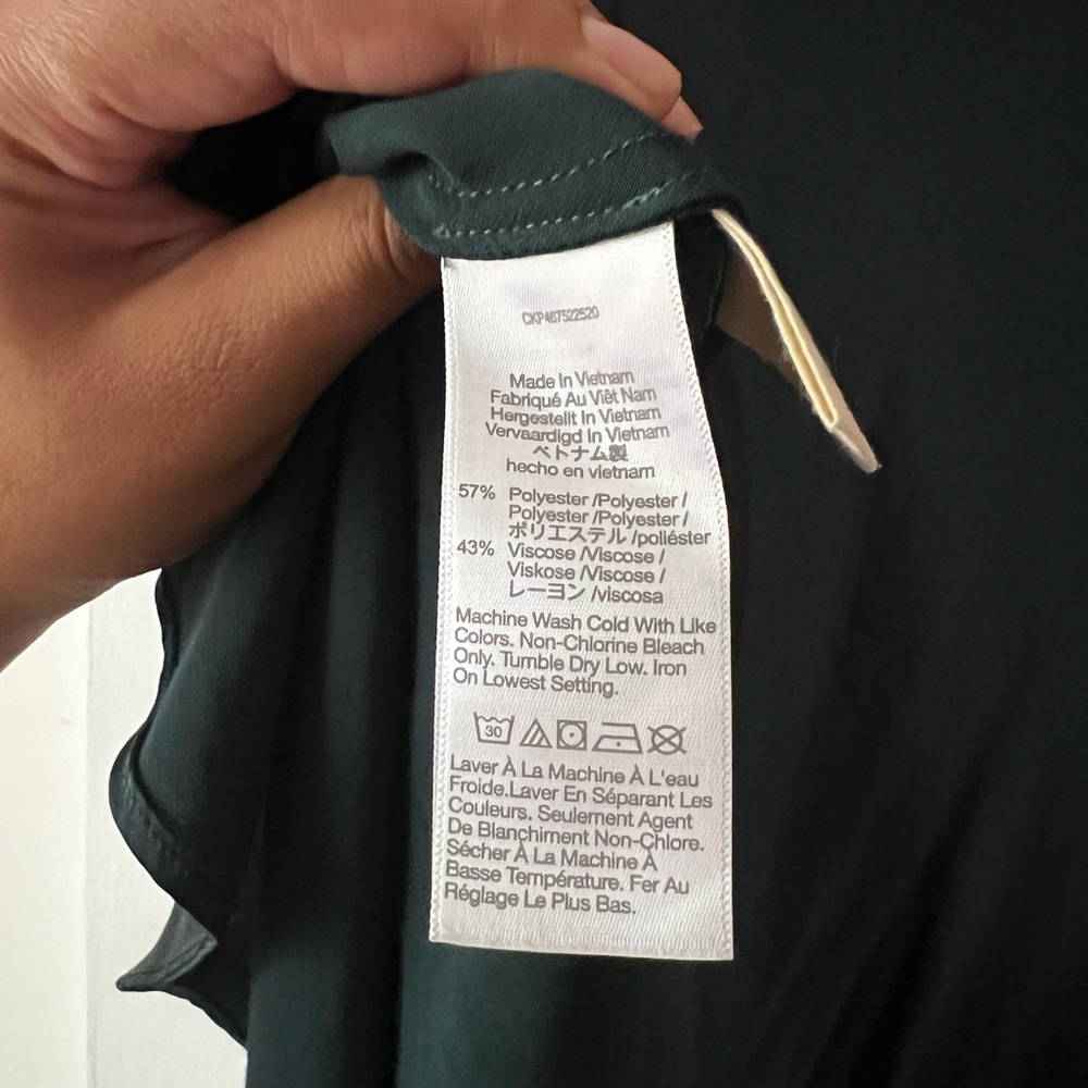 Madewell Drawstring Satin Midi Slip Skirt in Smoky Spruce Green Size 10 - Picture 6 of 7